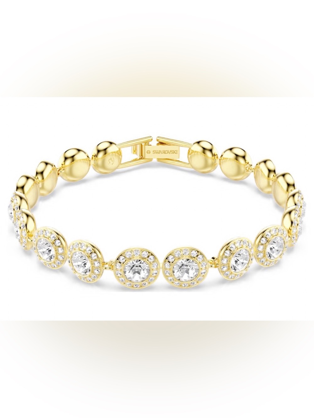Swarovski Gold Crystal Halo Station Bracelet - Gold/White